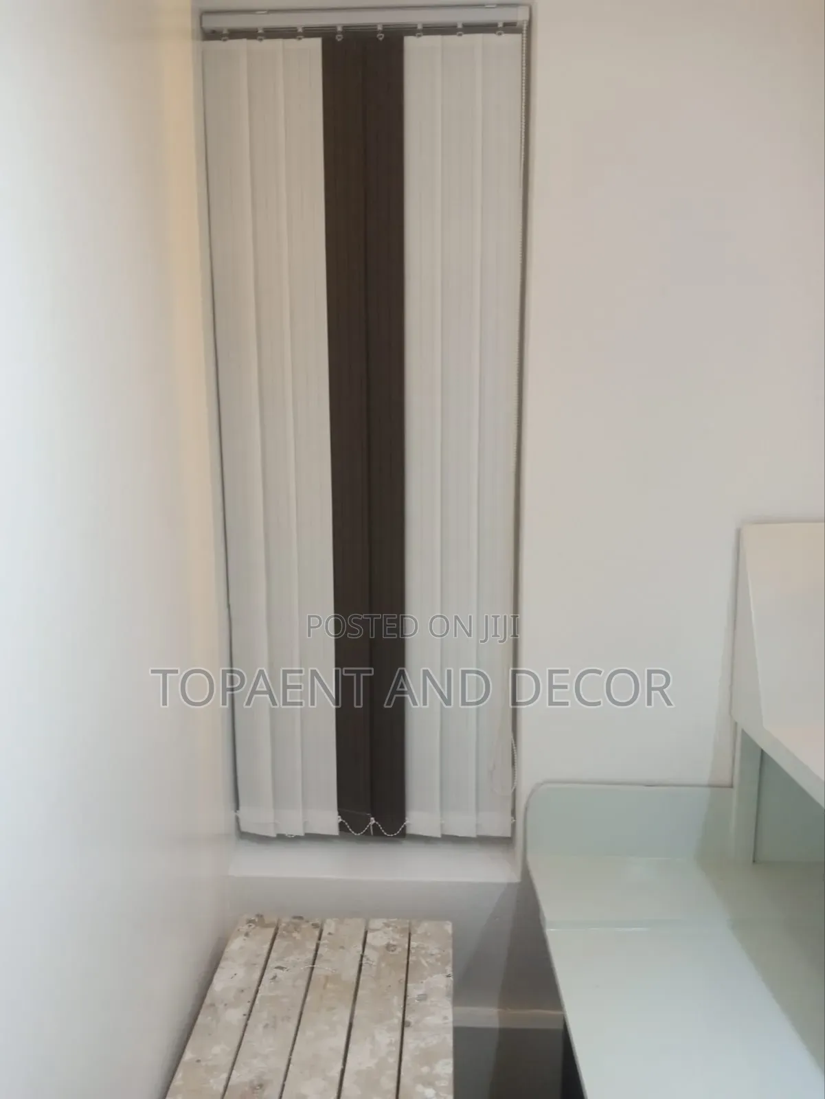 Brown and White Combo Window Blinds