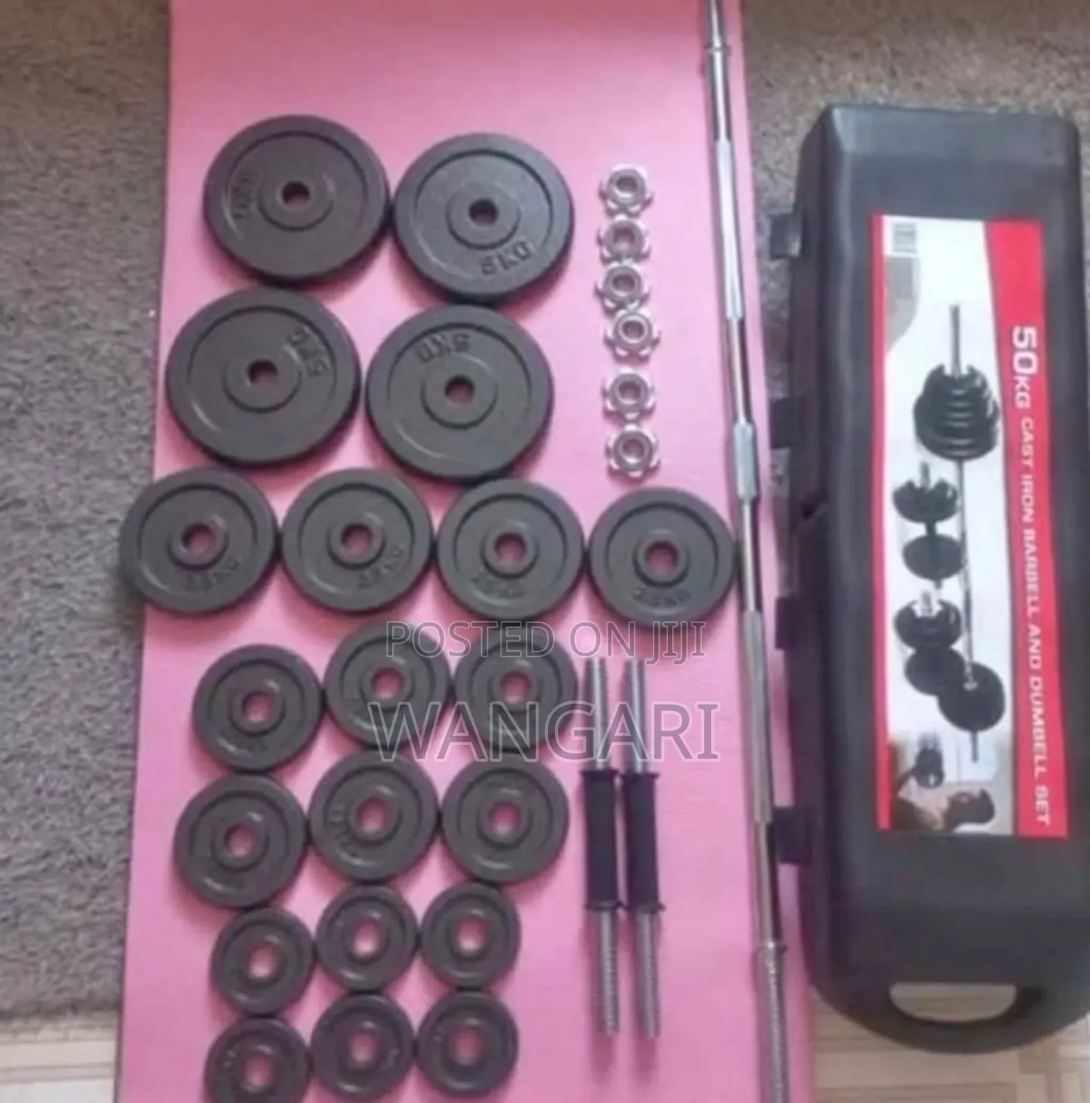 Unassembled 50 KGS Black Dumbbells
