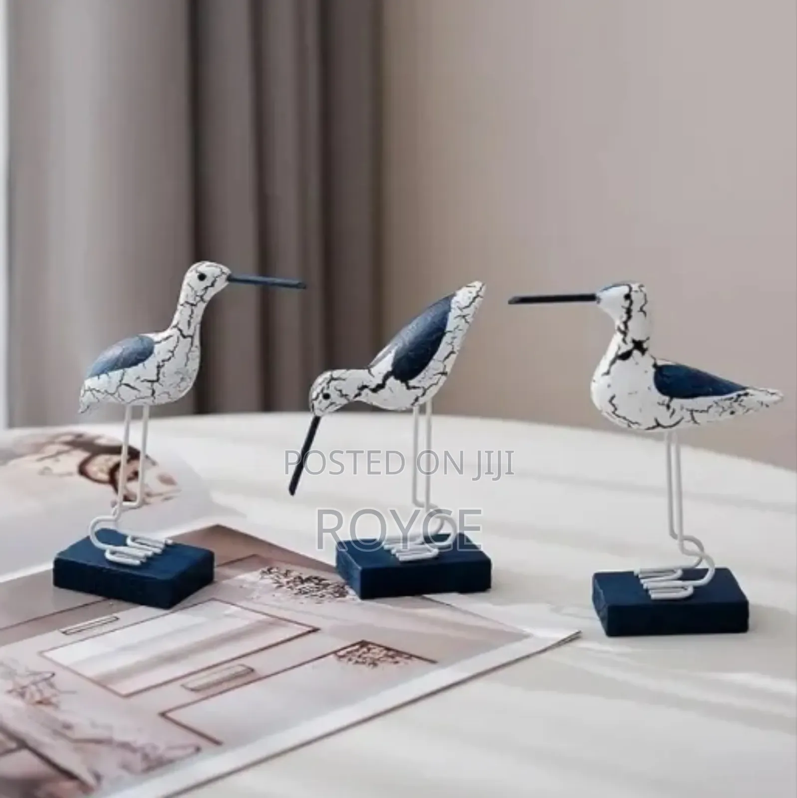 3pcs Wooden Seagull Figurine Decor