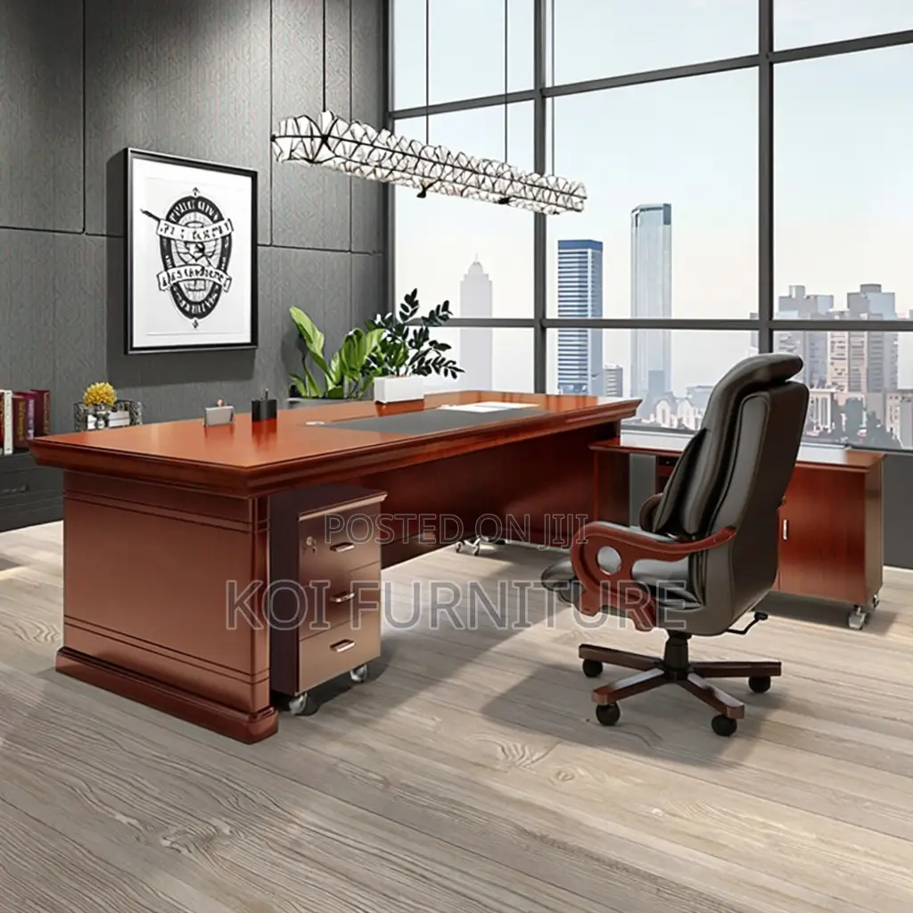 Office Desk : 1.8m Modern L-Shaped Executive Office Desk