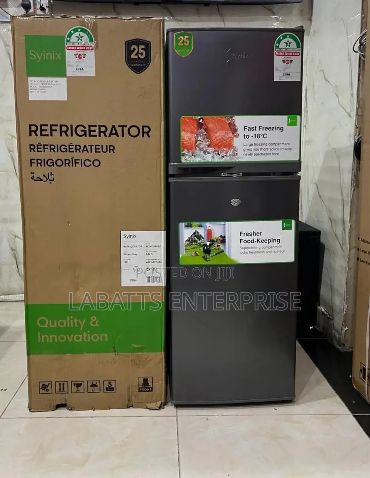 Syinix 137litres Double Door Refrigerator 25 Months Warranty