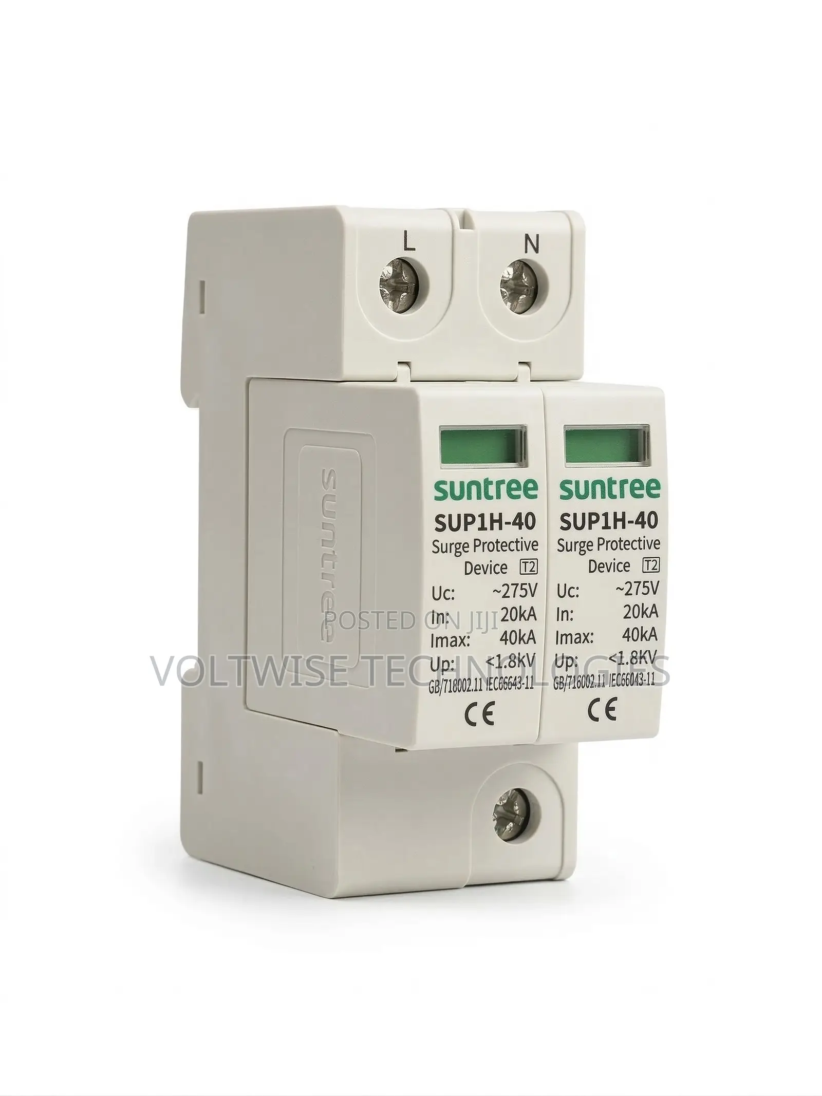 Suntree 275v Ac 2-Pole Surge Protective Device (Spd) - Sup1h-40 T2