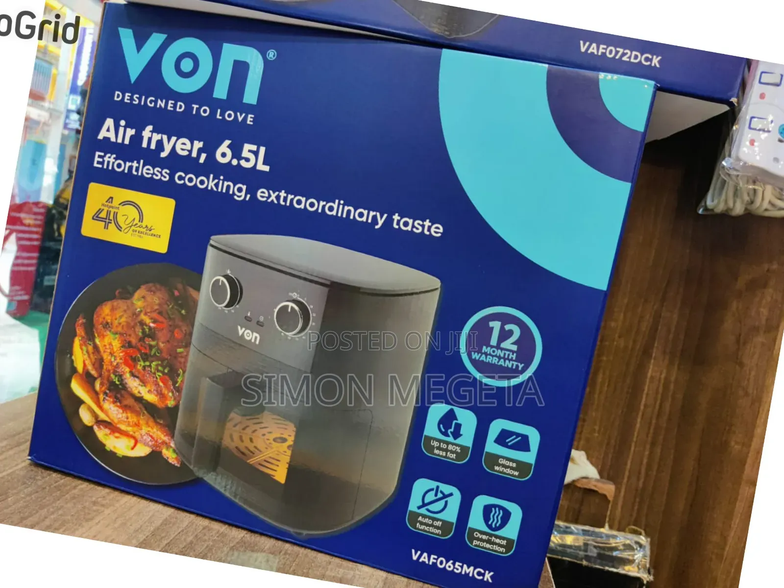 New Von Air Fryer 6.5 Litres Manual Vaf065mck