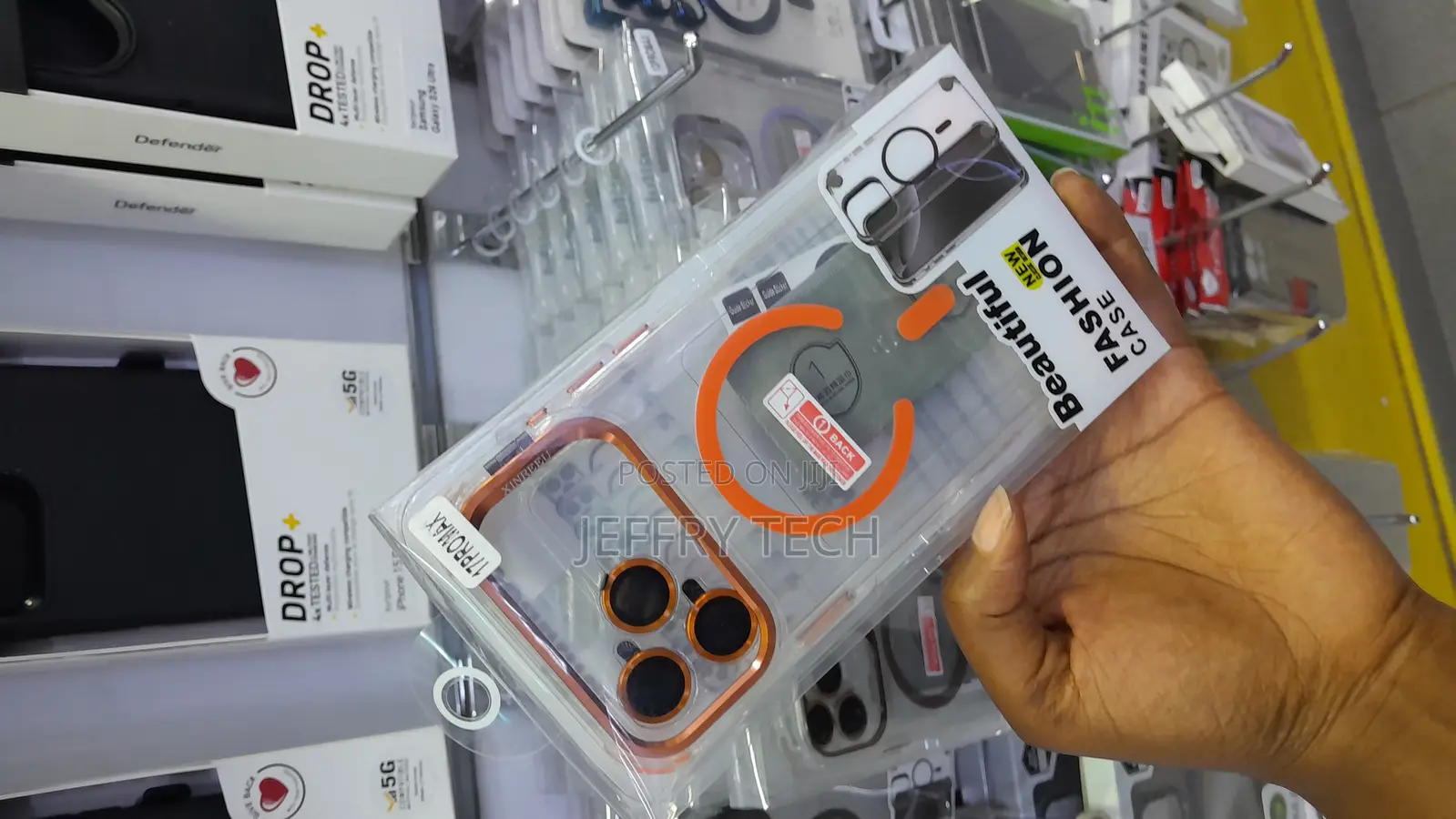 Dine Clear Cover With Camera Ring Lens for iPhone 17 Pro Max -Orange