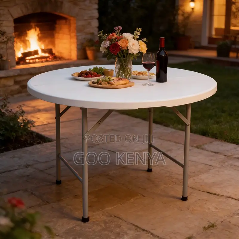 Outdoor Table; Modern White Plastic Folding Rectangular Table For Home
