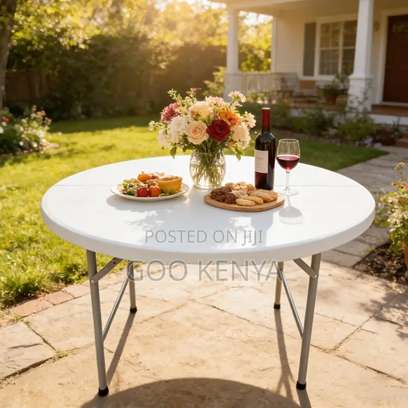 Outdoor Table; Modern White Plastic Folding Rectangular Table For Home