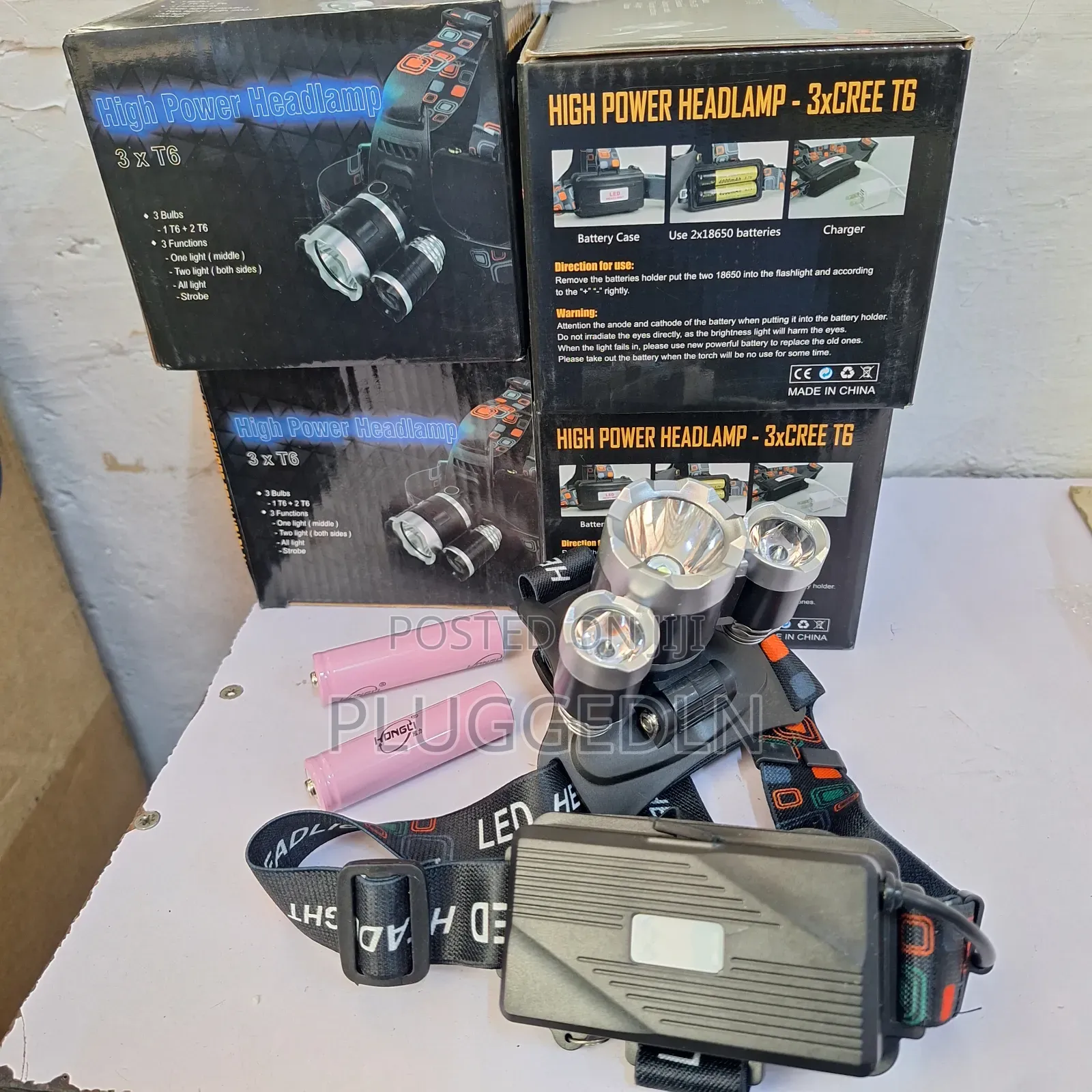 3 Lamps Camping Headlight Rechargeable Led Headlamp/Flashlight.