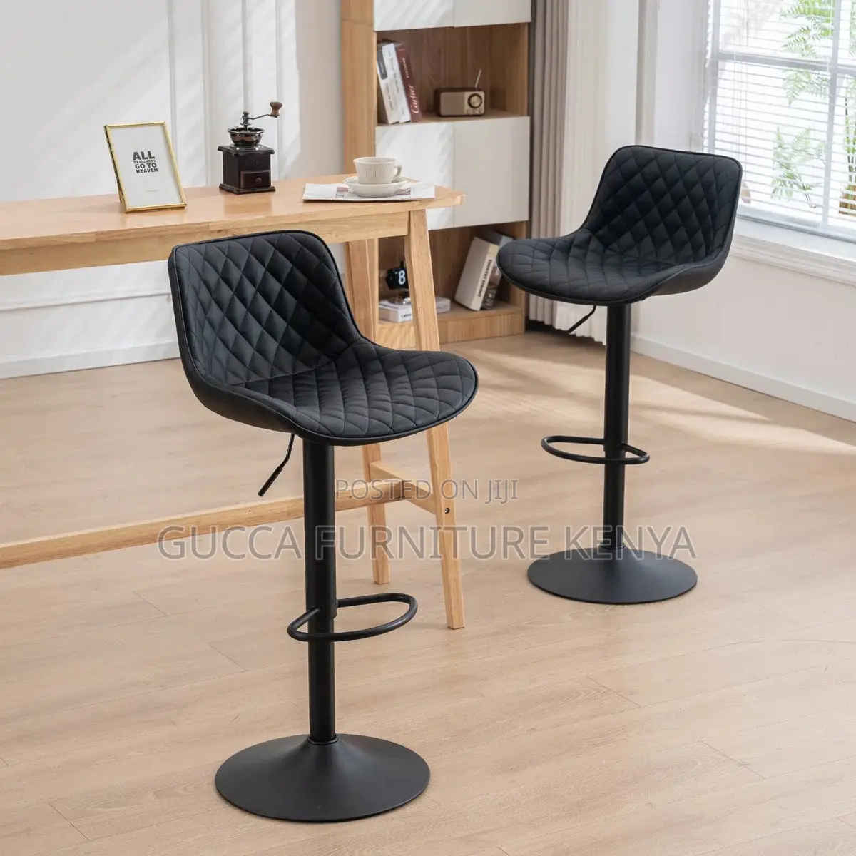 Adjustable Leather Home Office Counter Barstool
