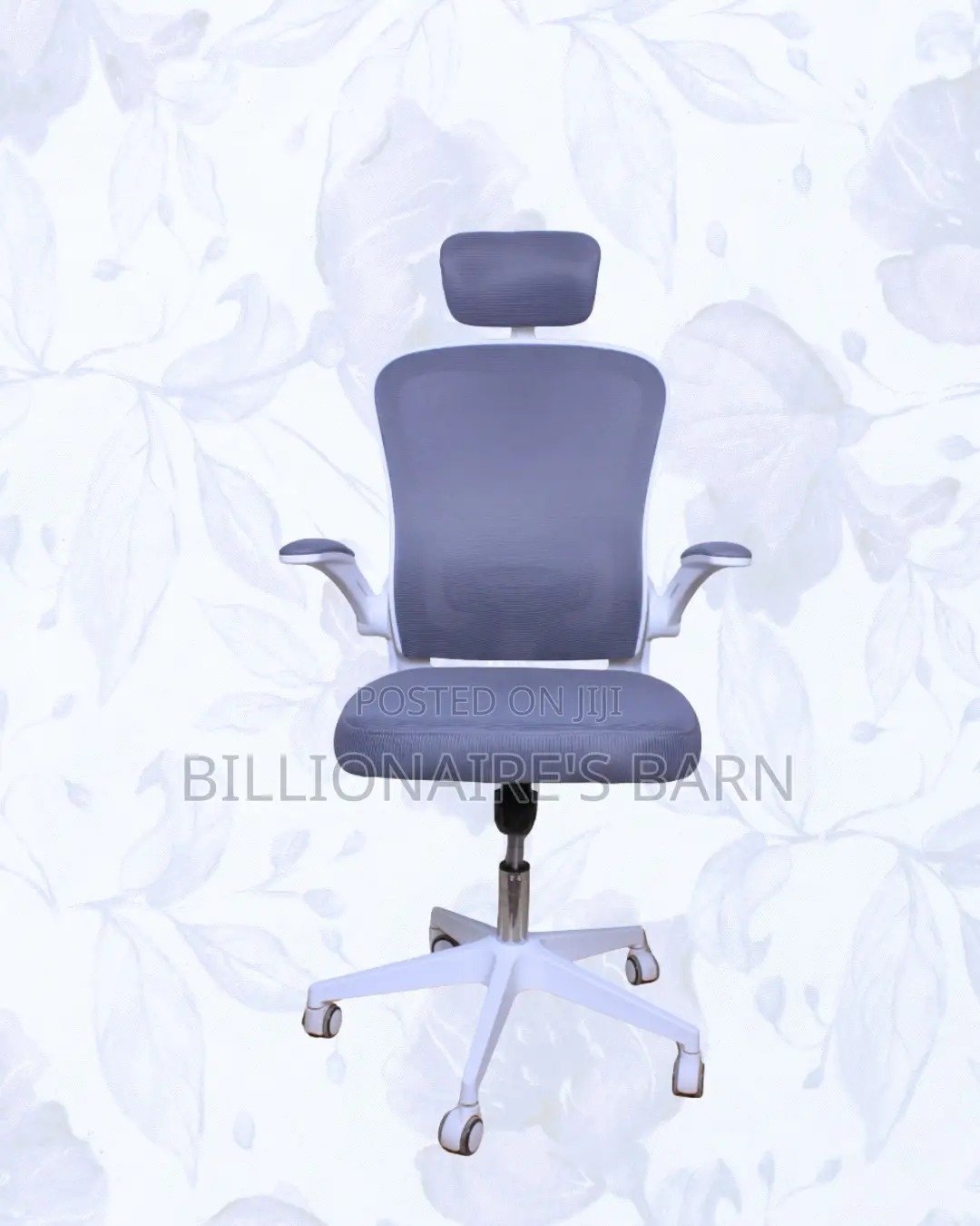 White Ergonomic Office Chair Flip Up Arms Adjustable 0