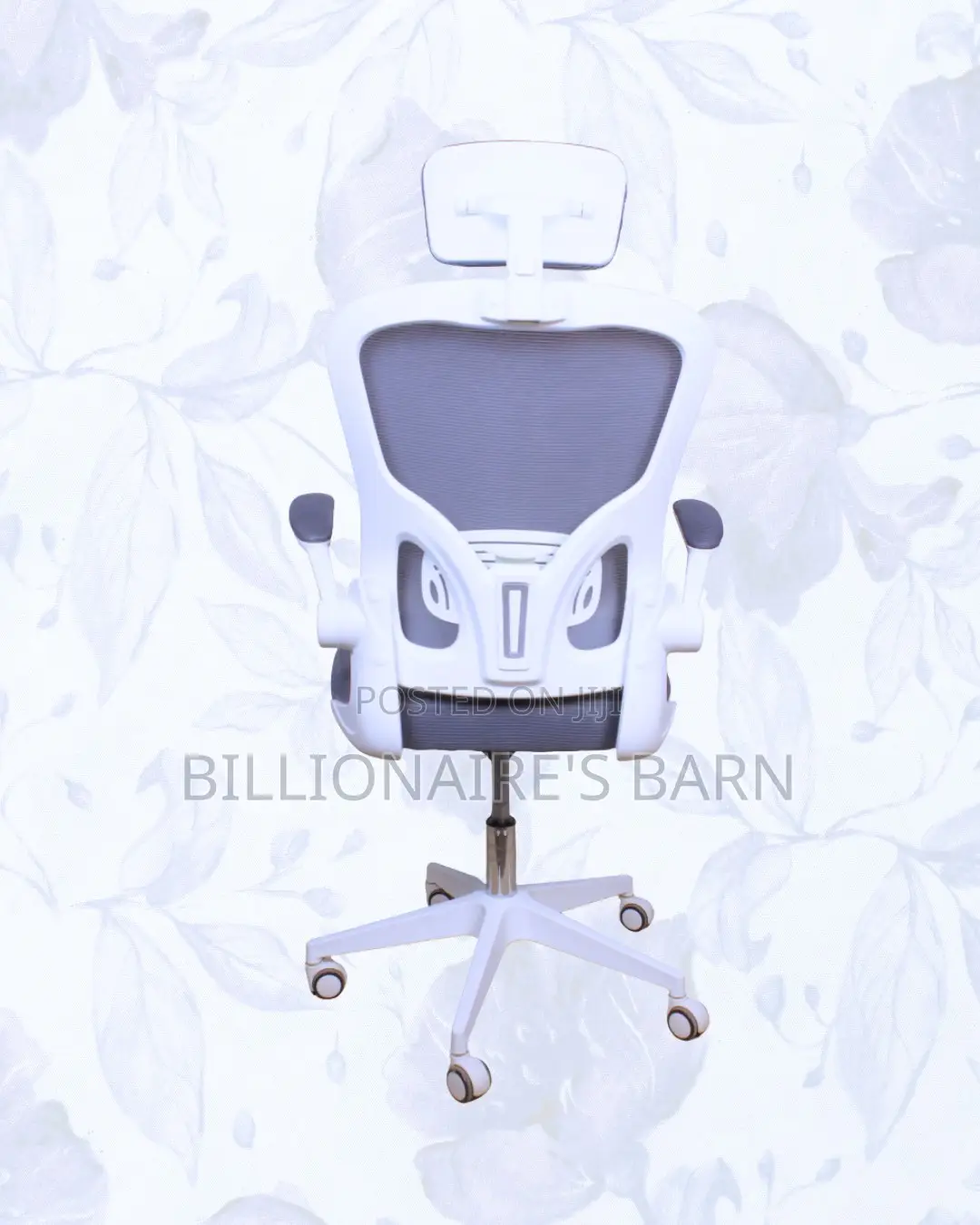 White Ergonomic Office Chair Flip Up Arms Adjustable 0