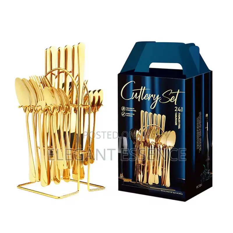 24-piece Champagne Gold Cutlery Set