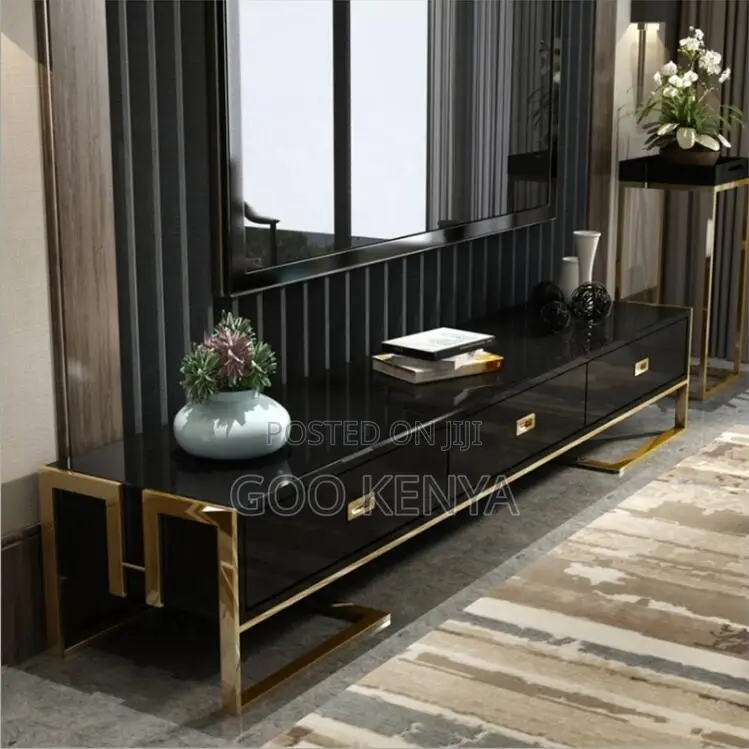 Home Tv Cabinet; Tempered Glass Tv Stand And Coffee Table Set