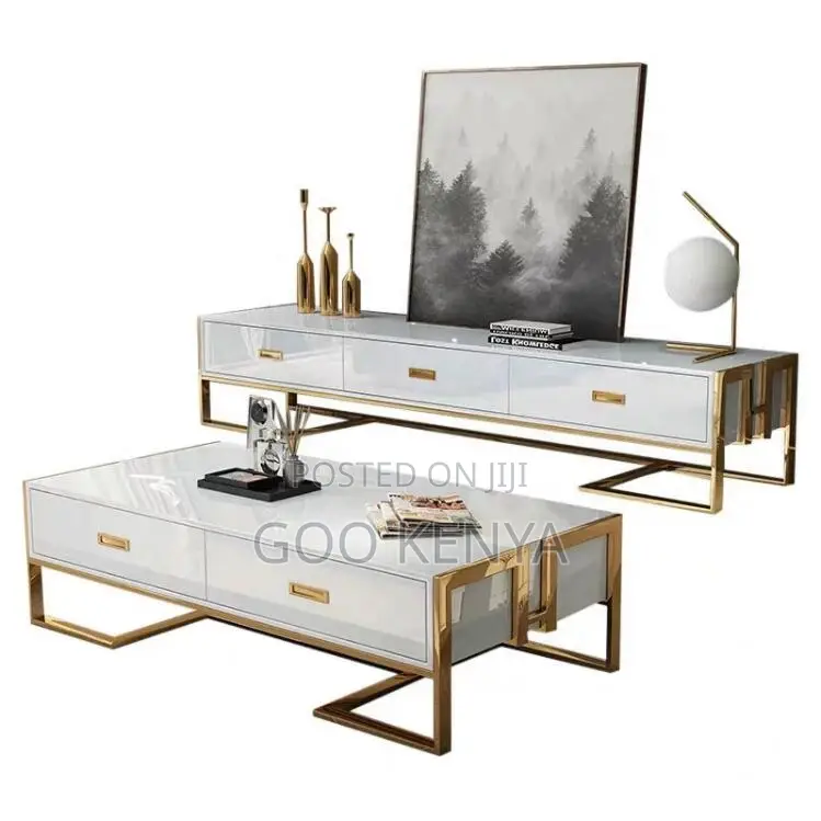 Home Tv Cabinet; Tempered Glass Tv Stand And Coffee Table Set