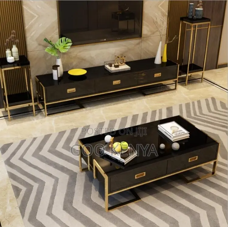 Home Tv Cabinet; Tempered Glass Tv Stand And Coffee Table Set