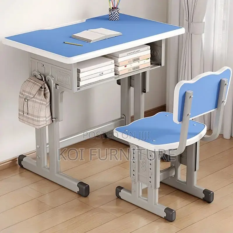 Home Desks; Cute Gray Adjustable Home Schooling Desk Chair Set