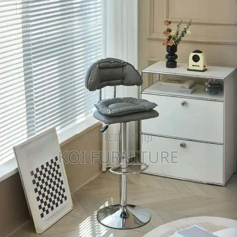 Barstools; Fancy Alloy Swivel Leather Barstool With Backrest