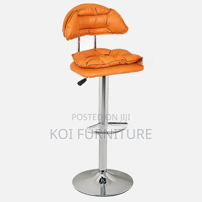 Barstools; Fancy Alloy Swivel Leather Barstool With Backrest