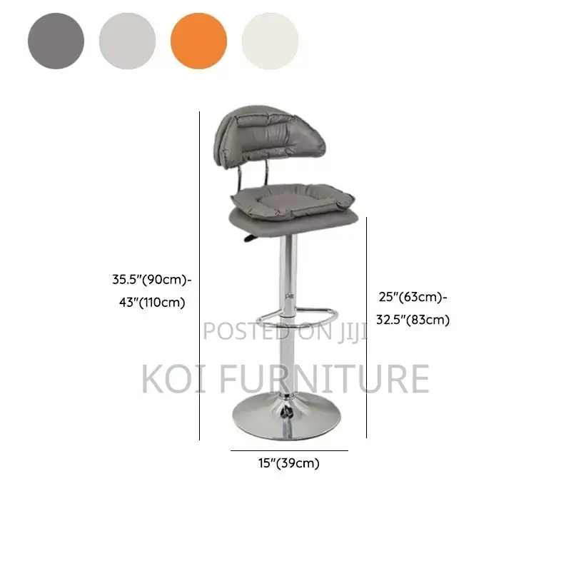 Barstools; Fancy Alloy Swivel Leather Barstool With Backrest