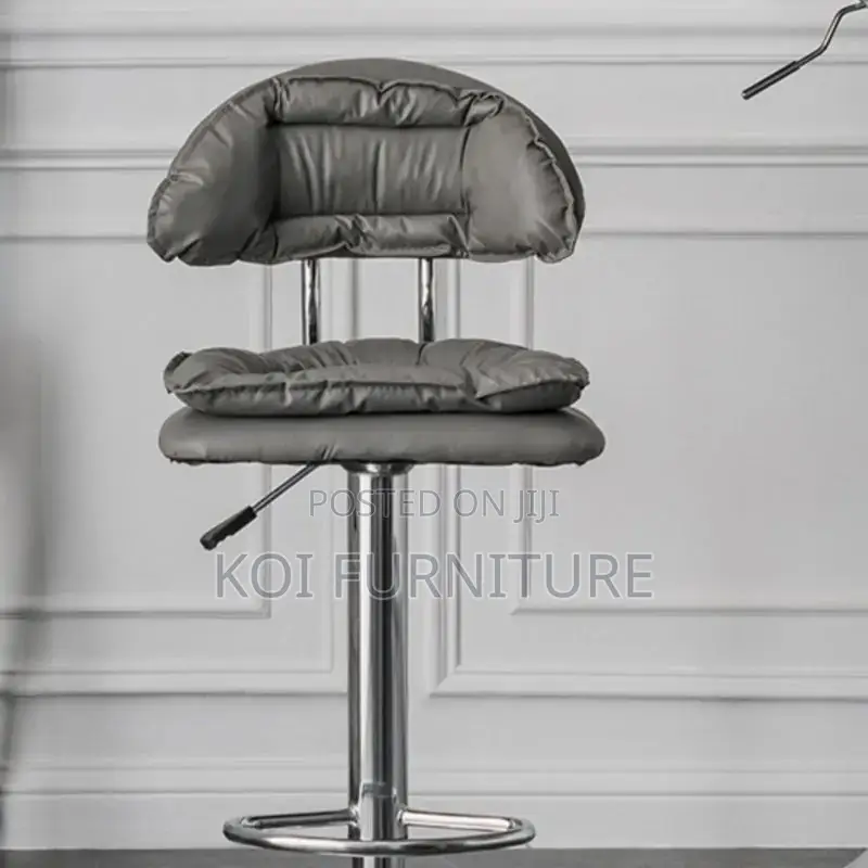 Barstools; Fancy Alloy Swivel Leather Barstool With Backrest