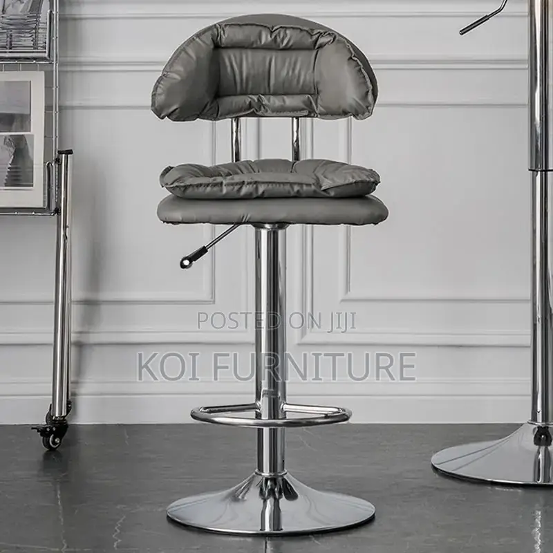 Barstools; Fancy Alloy Swivel Leather Barstool With Backrest