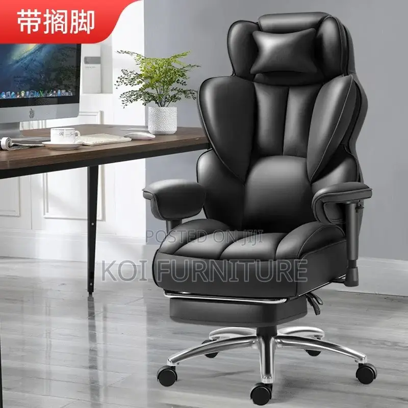 Office Chair; Heavy Leather High Back Office Chair