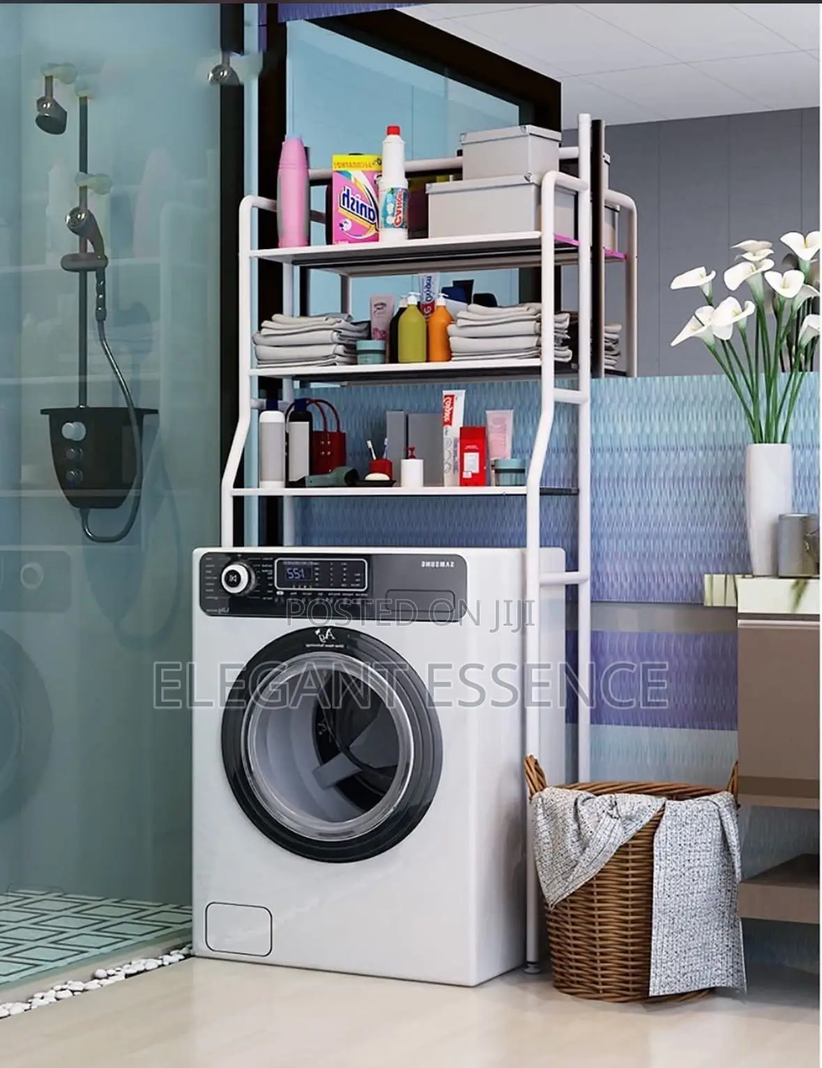 3 Tier Over the Washer Storage Rack Space-Saving Room Organizer