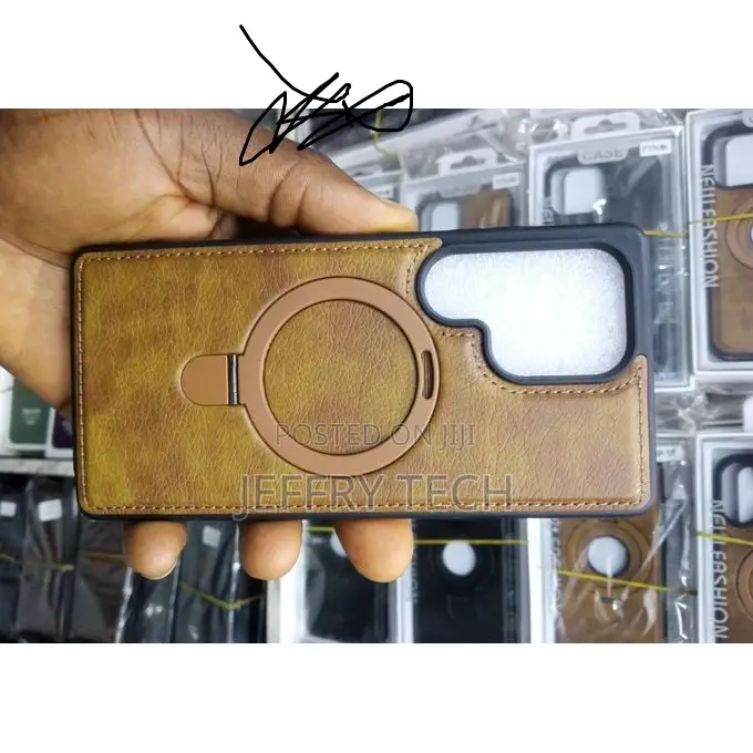 Leather Case With Magsafe and Stand for Samsung Galaxy S25 Ultra Case