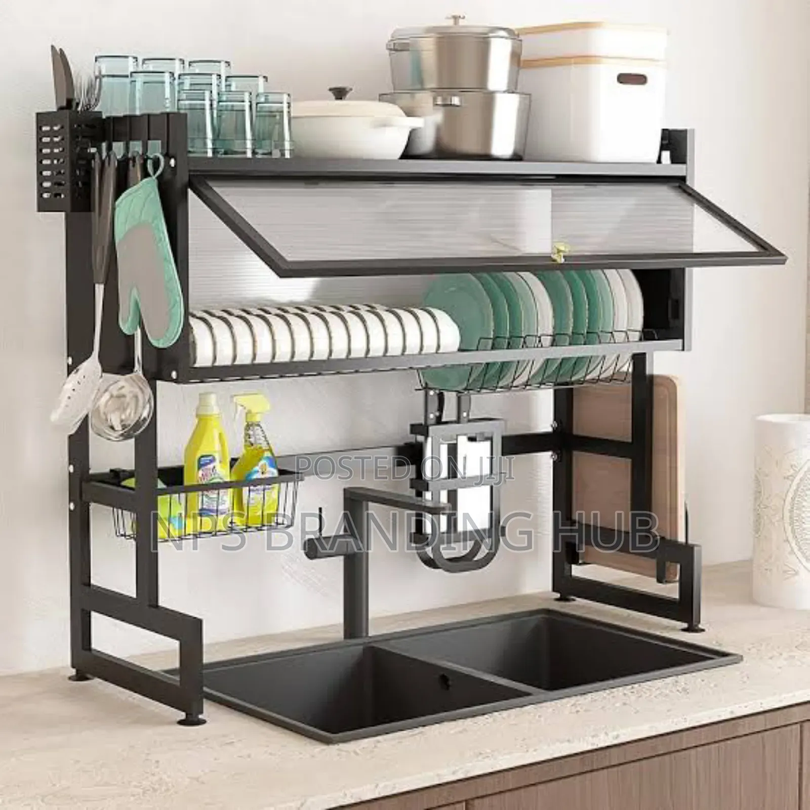 Over the Sink Rack With Closable Cabinet 85cm Lx30cm W X80cm H. Maa
