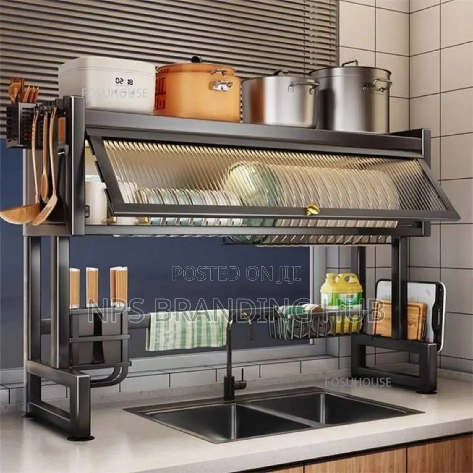 Over the Sink Rack With Closable Cabinet 85cm Lx30cm W X80cm H. Maa