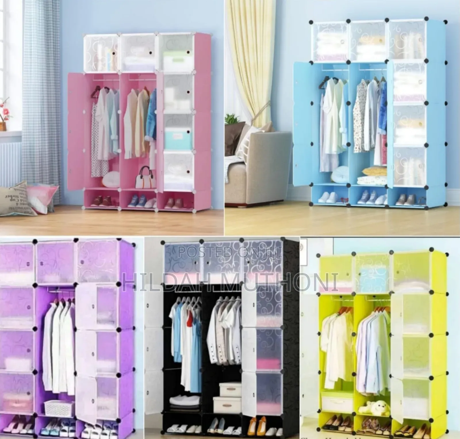 Portable 3-Column Plastic Wardrobe