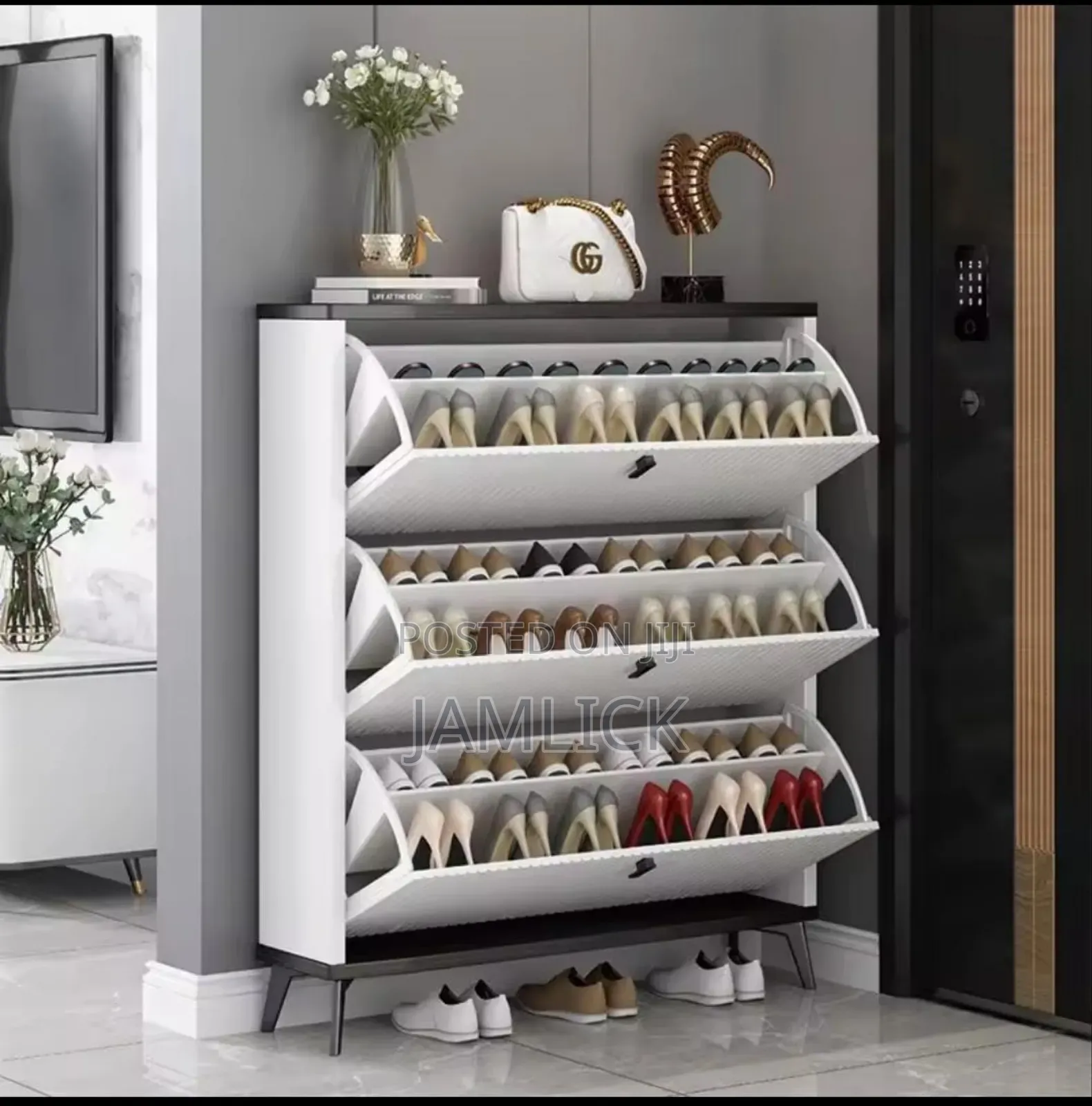 36pairs Bucket Flip Double-Layer Shoe Rack –Av