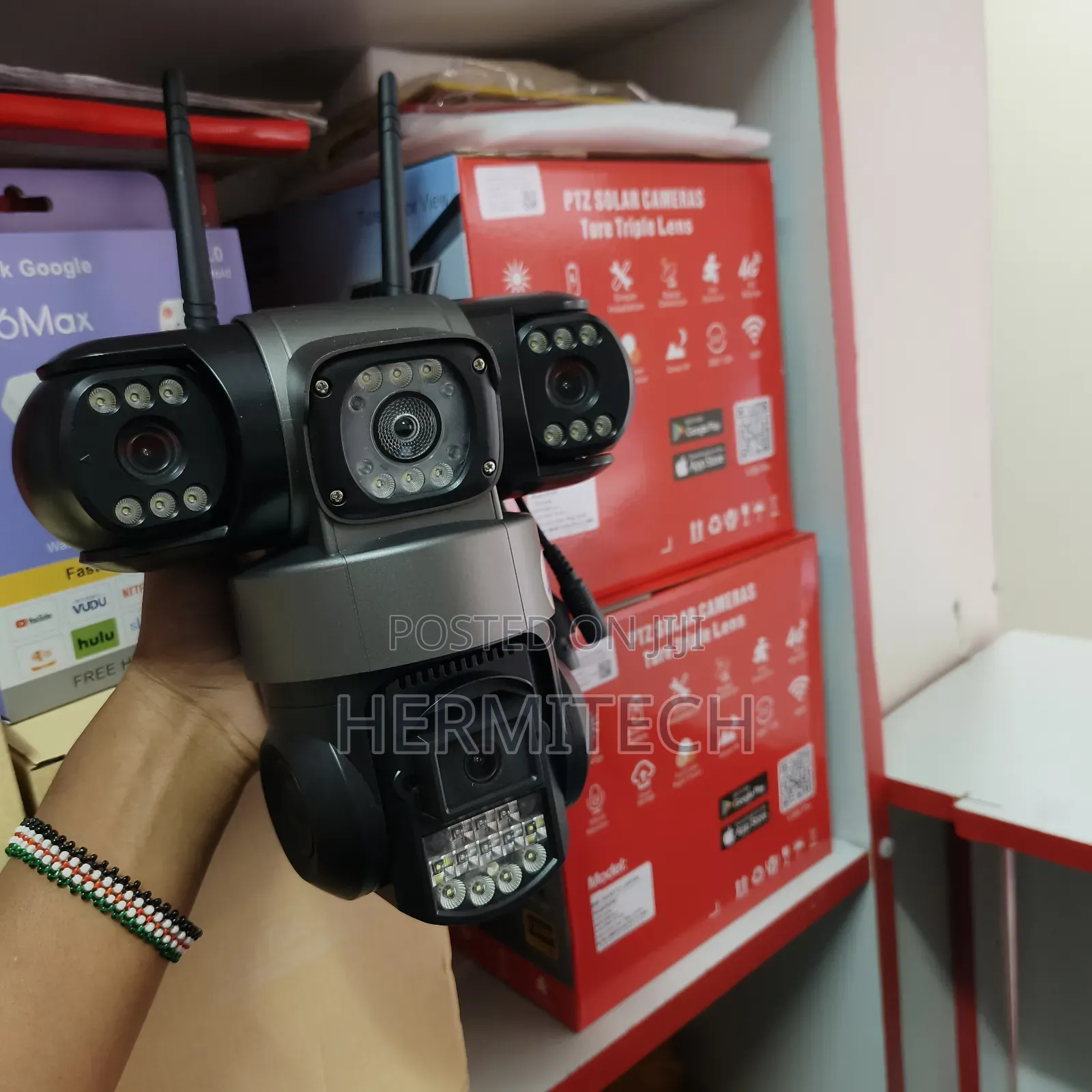 Smart Home Triple Lens CCTV Camera 4g Sim Card Support