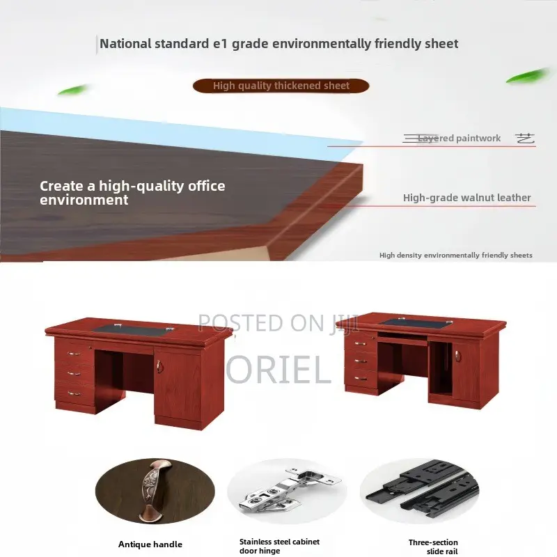 Office Desk : 1400mm Mahogany Finish Executive Office Desk