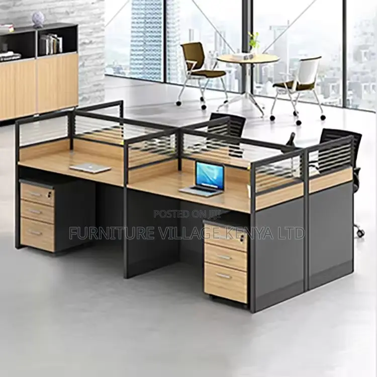 Office Workstation; 4-way Modular Office Workstation With Cabinet