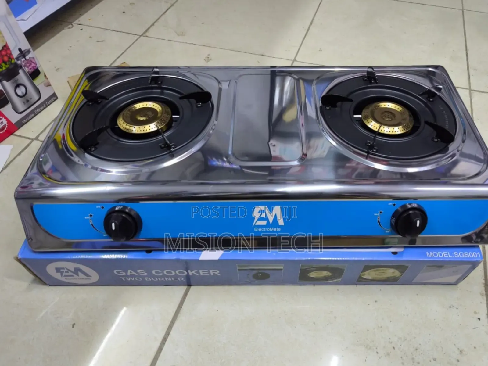 Electromate Table-Top Metallic Two-Burner Gas Cooker 