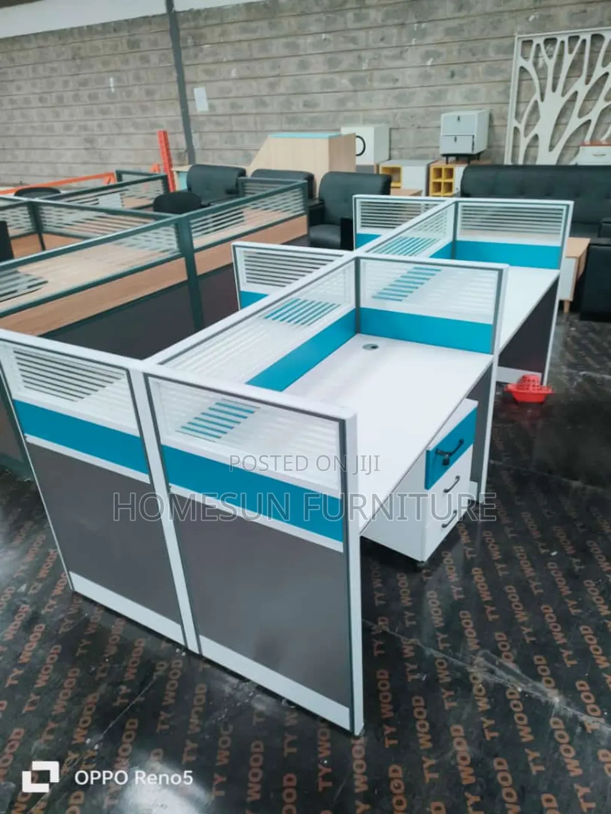 White Blue 4 Way Work Station