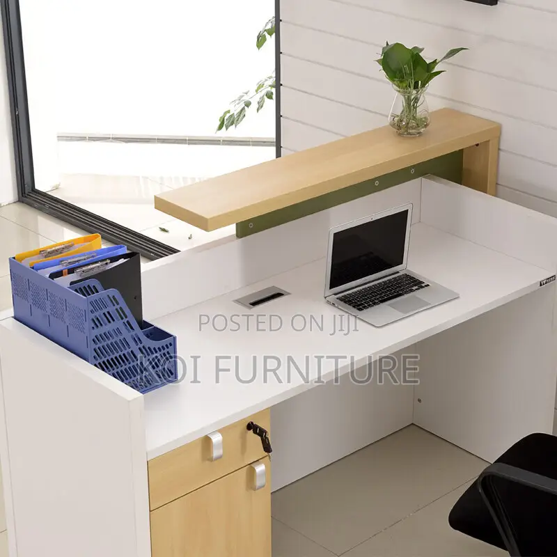 Office Desk : 1.6m Modern Two-Tone Reception Desk