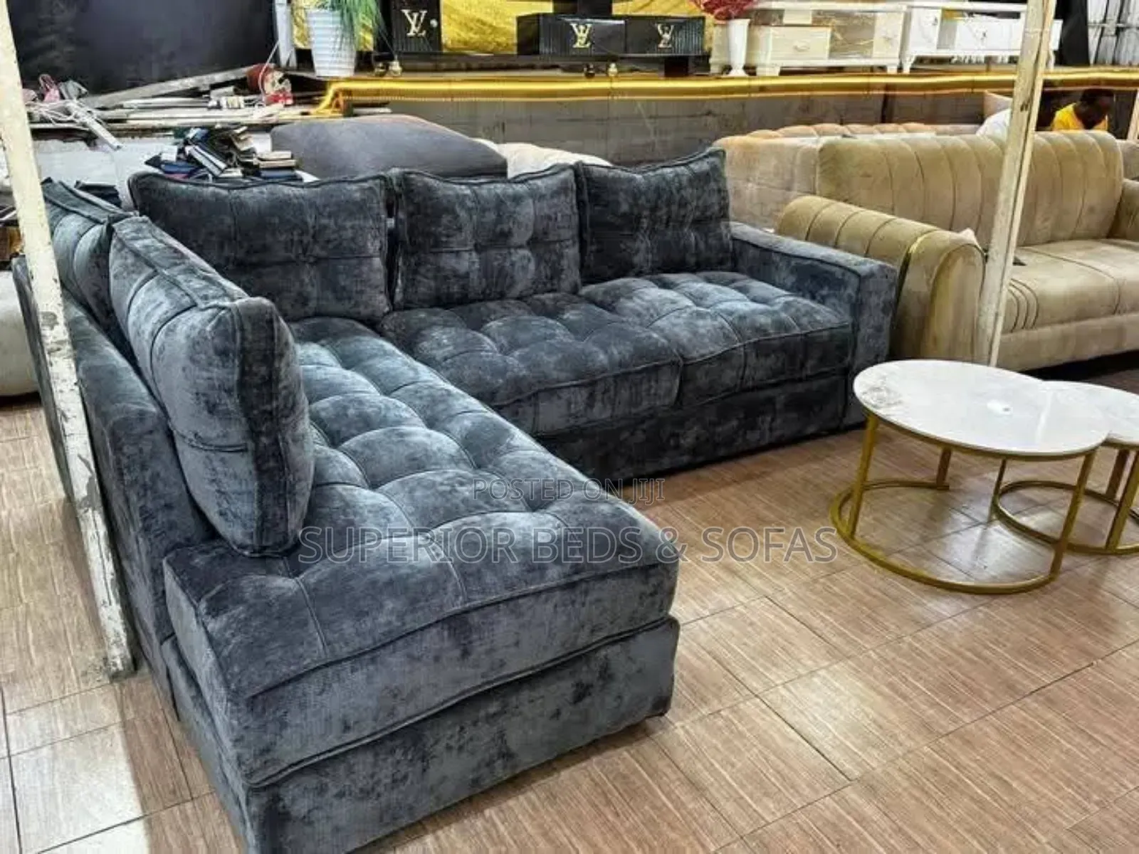 (Grey Corner Seat) L Shape Sofa 5 Seater