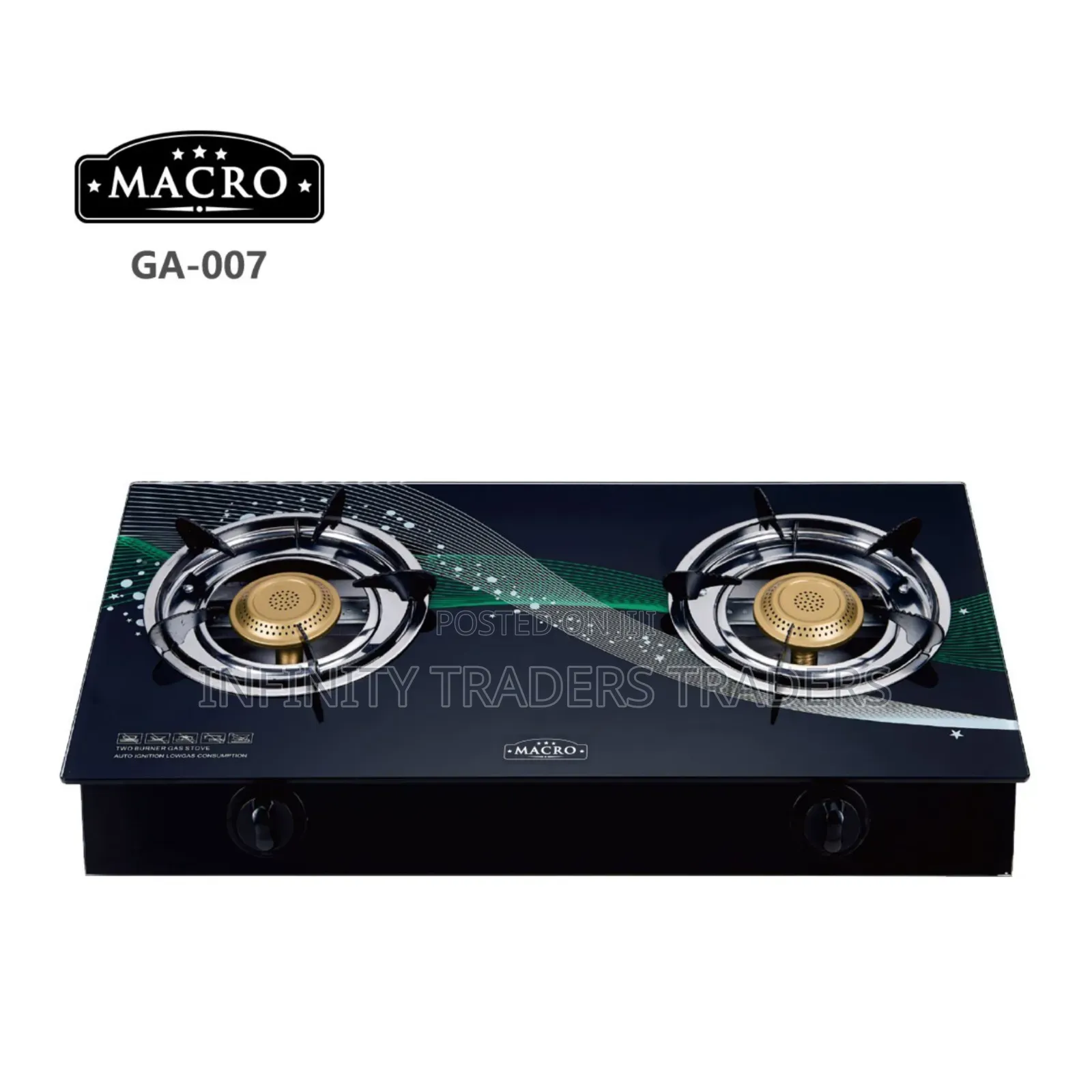 Nunix Macro 2 Glass Burner Cooker - 2 Burner
