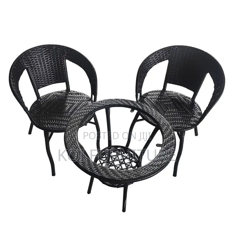 Dining Set; Home Outdoor Rattan 3-Piece Dining Set