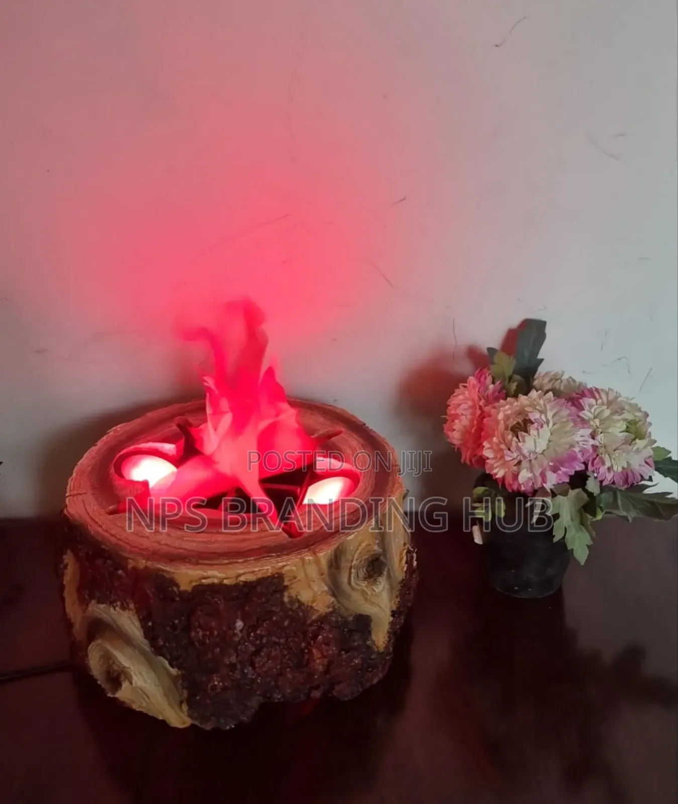 Electric Wooden Tree Stump Fireplace Decor Display P.O