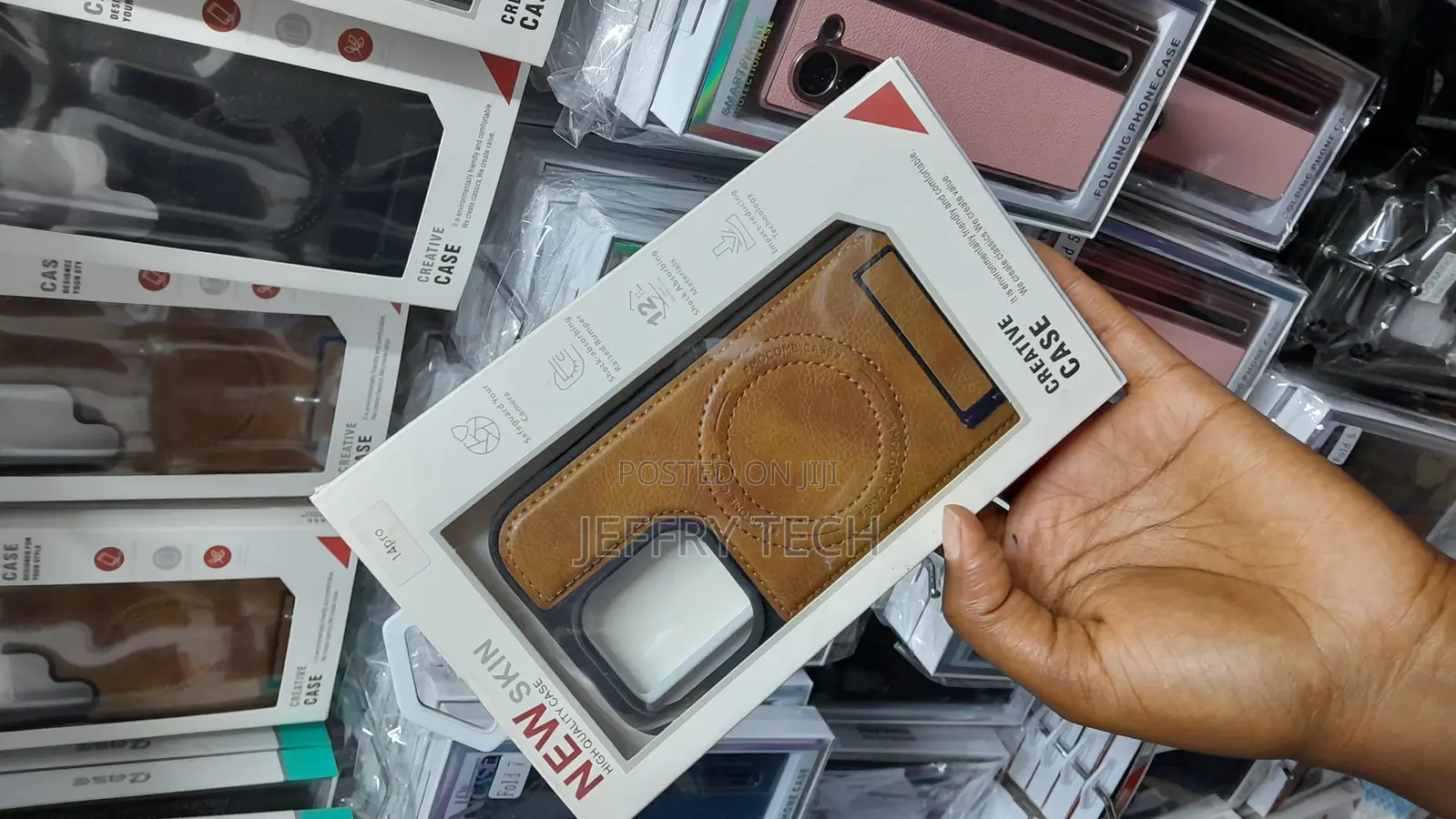 Amili Magsafe Leather Kickstand Back Case for iPhone 14 Pro -Brown
