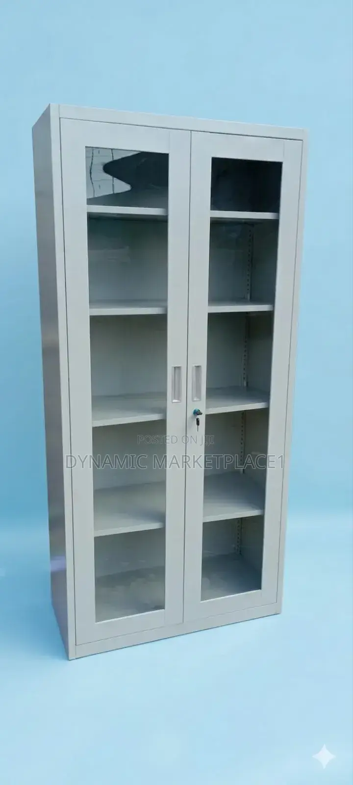 Modern Metal Glass-Door Office Cabinet