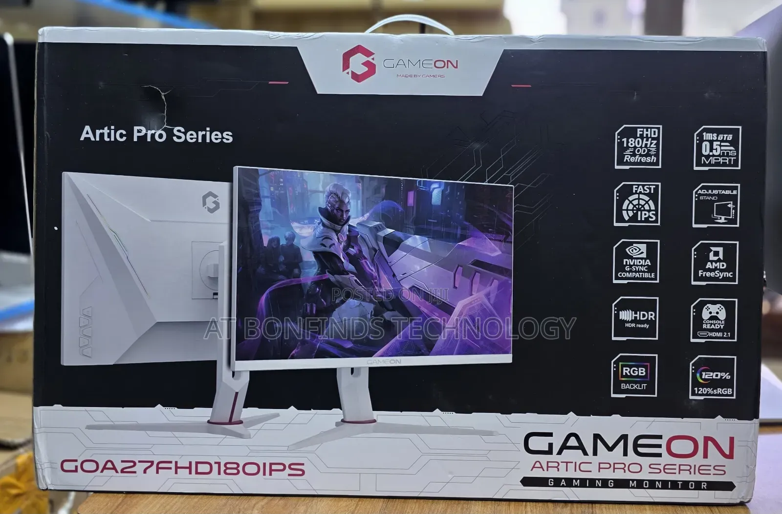 Gameon Arctic Pro Series 27 Inch All White Gaming Monitor