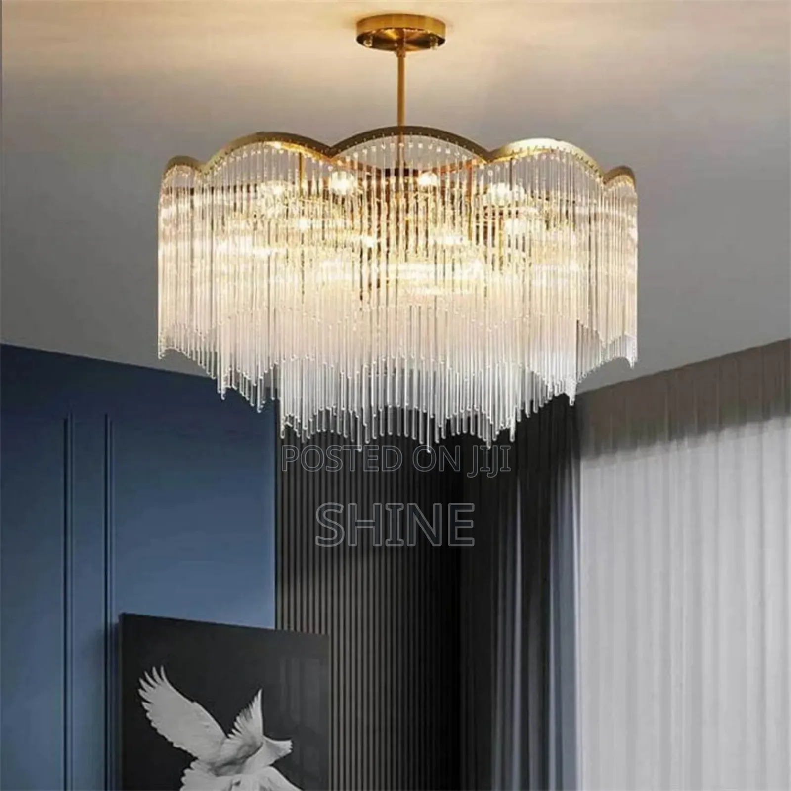 Tassel Raindrop Gold Crystal Chander