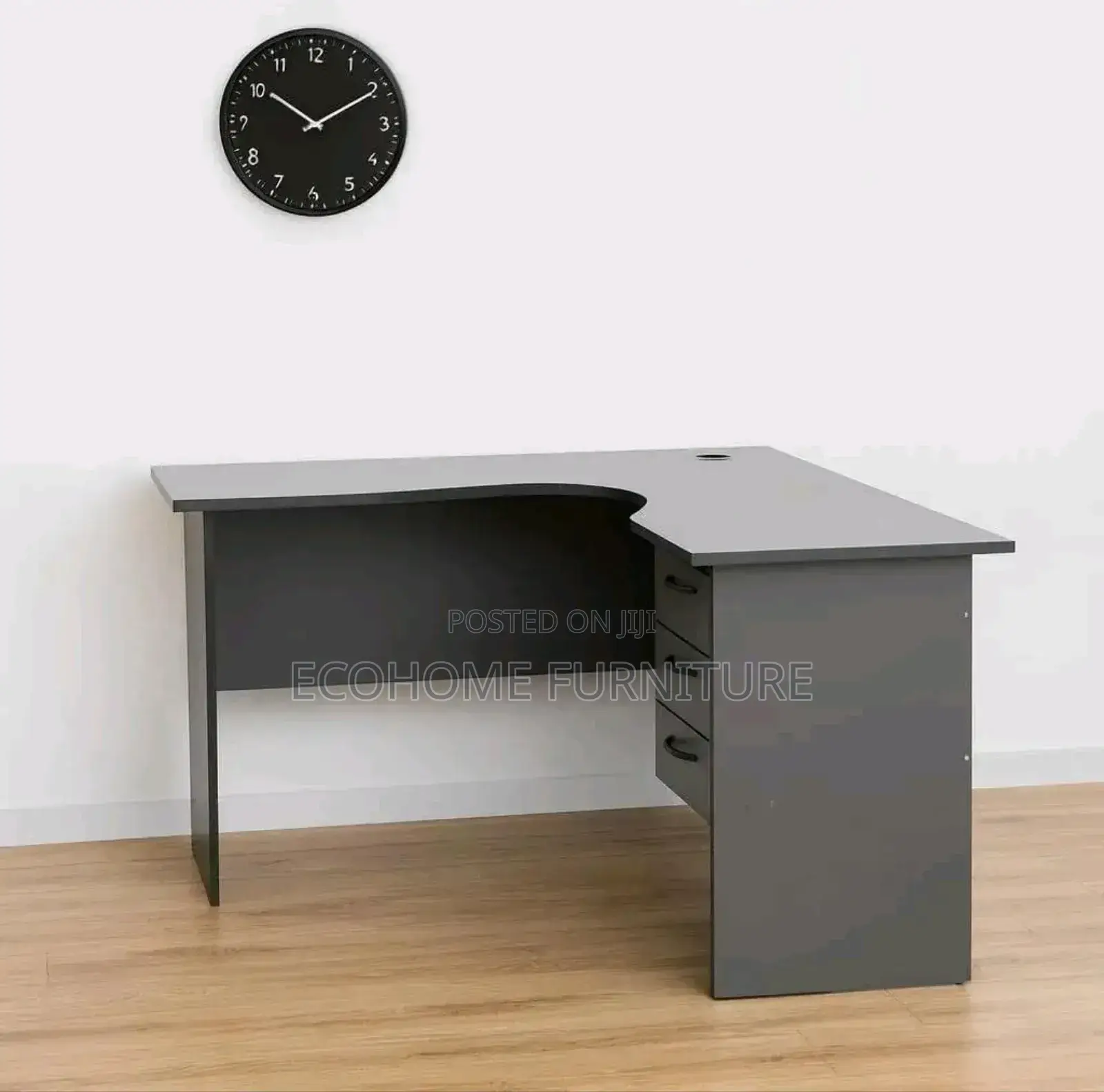 Gray Curved Office Desk