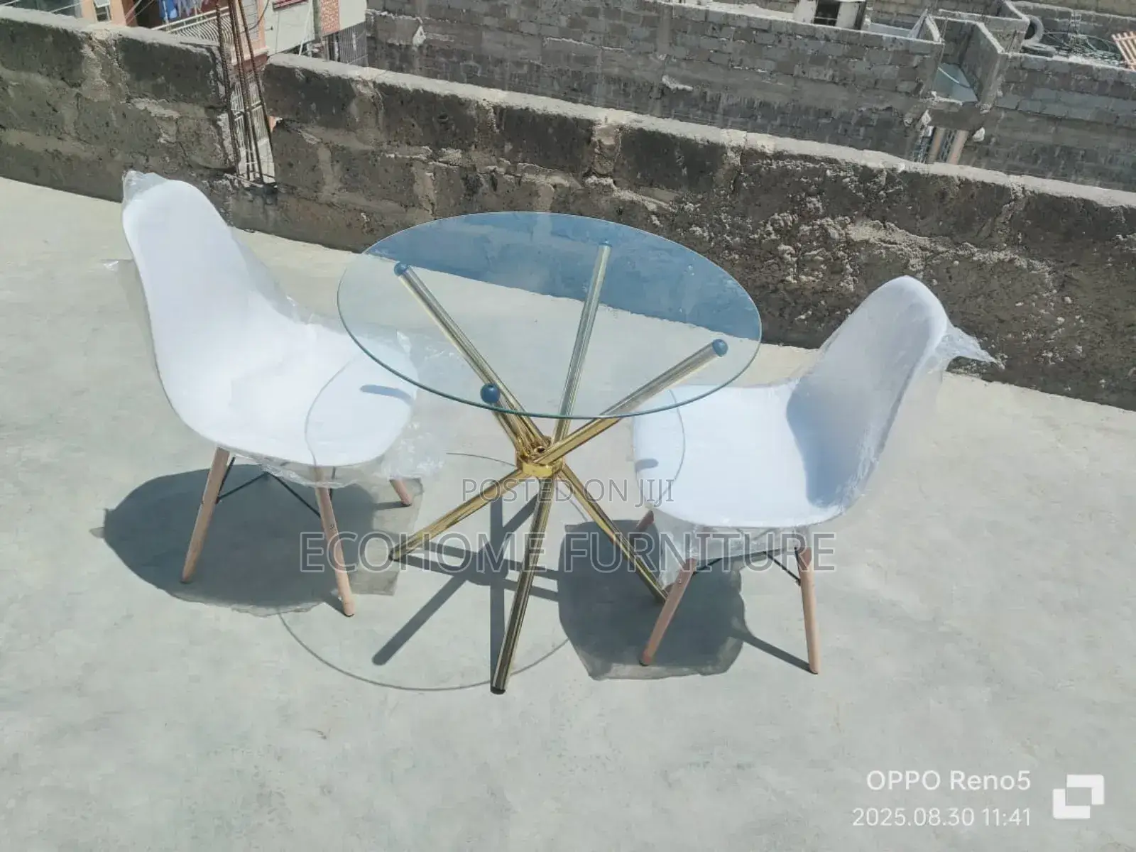 2 Seats Glass Eamas Table and Chairs