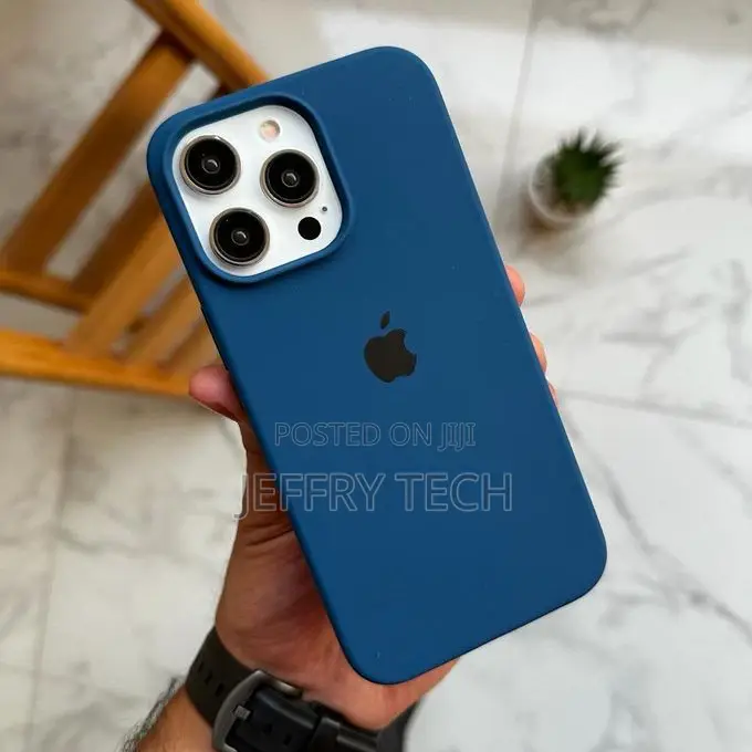 Navy Blue Soft Silicone Case for iPhone 12,13,14,15,16 Pro and Pro Max