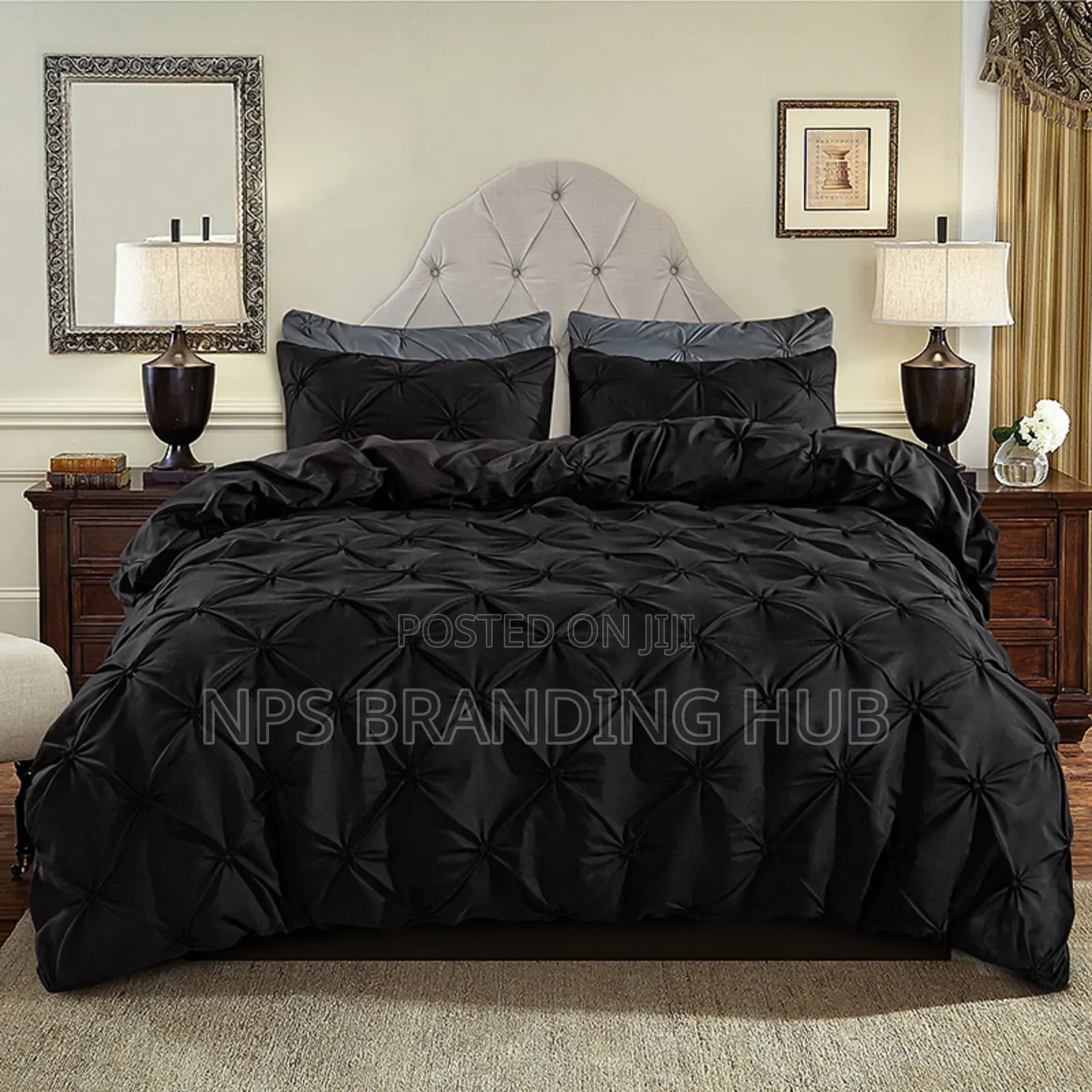 3 PCS Pinch Pleat Cross Pintuck Duvet Cover Set Cn