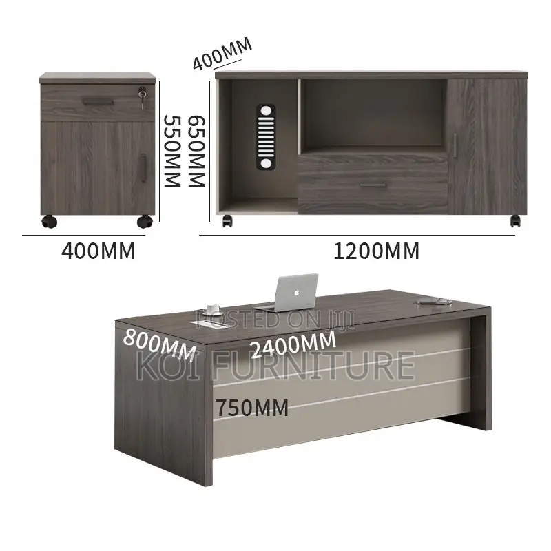 Office Desk; 1.8m Executive L Shaped Intergrated Executive Desk